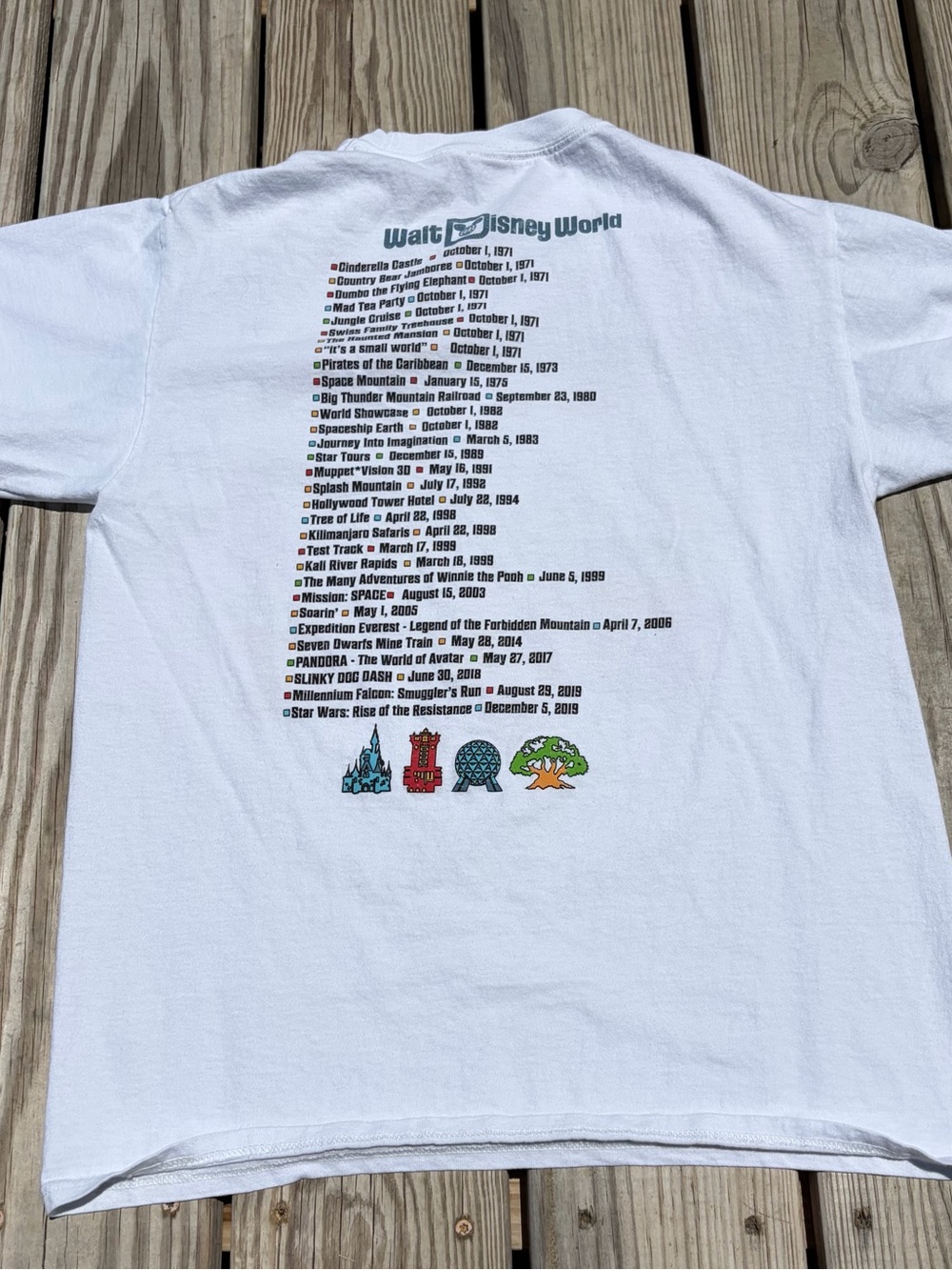Disney Walt Disney World Shirt Mens M White Attractions Graphic Tee Theme Park - Picture 9 of 9